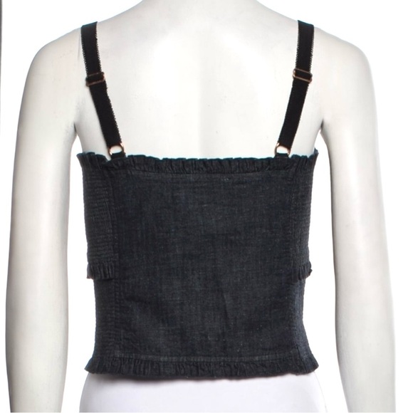 CHLOE See by Chloe Bustier Style Snap Front Chambray Cropped Cami Size 10 NEW - Picture 11 of 15